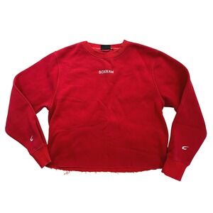 BOXRAW Red Johnson Cropped‎ Raw Hem Crewneck Sweatshirt Womenswear size XXL